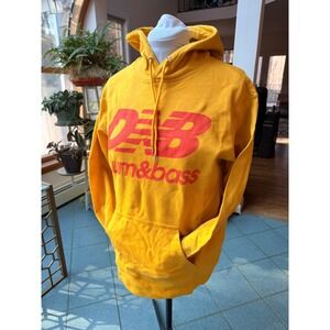 Drum and Bass Hoodie Yellow Red Logo Men's Pullover Sweatshirt Large